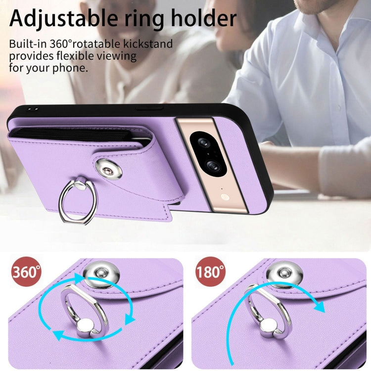 For Google Pixel 8 Organ Card Bag Ring Holder Phone Case with Long Lanyard