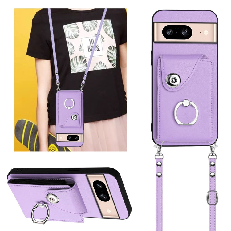 For Google Pixel 8 Organ Card Bag Ring Holder Phone Case with Long Lanyard
