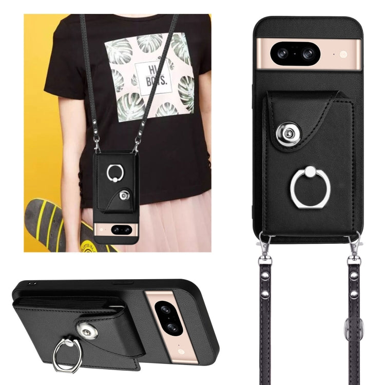 For Google Pixel 8 Organ Card Bag Ring Holder Phone Case with Long Lanyard