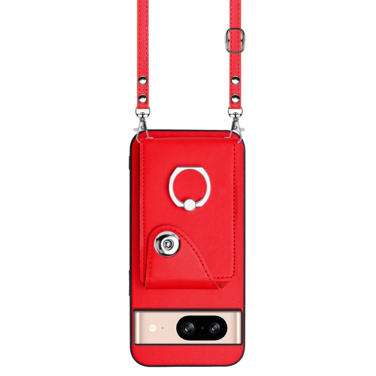 For Google Pixel 8 Organ Card Bag Ring Holder Phone Case with Long Lanyard