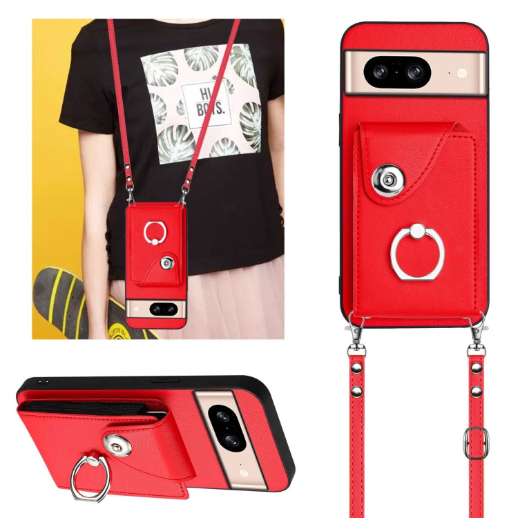 For Google Pixel 8 Organ Card Bag Ring Holder Phone Case with Long Lanyard