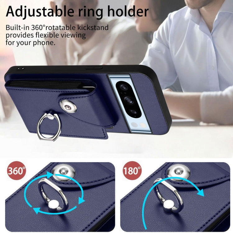 For Google Pixel 8 Pro Organ Card Bag Ring Holder Phone Case with Long Lanyard
