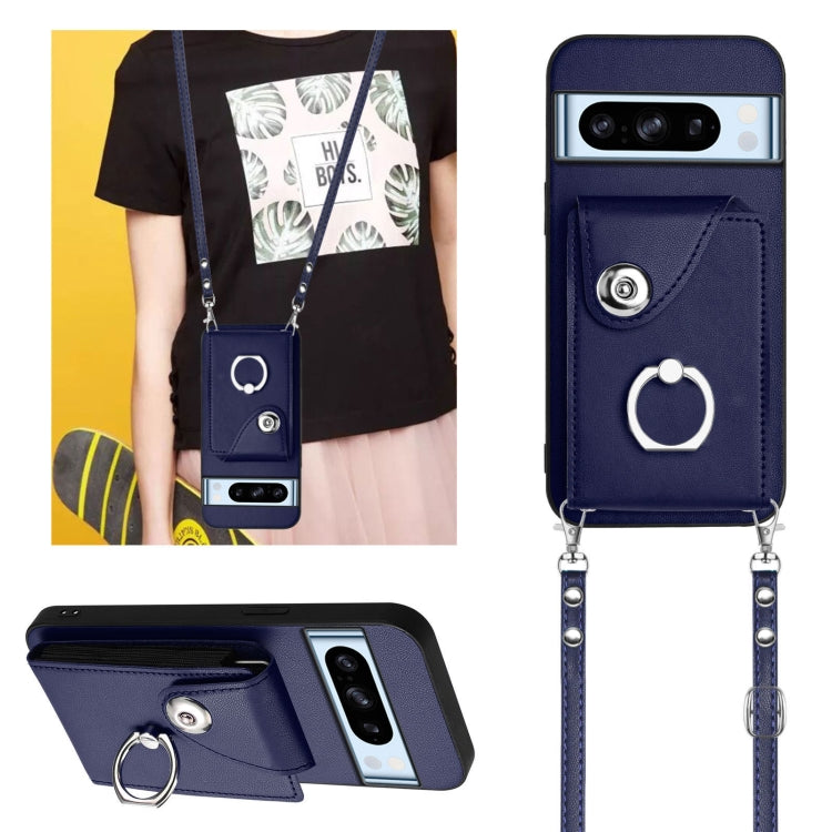 For Google Pixel 8 Pro Organ Card Bag Ring Holder Phone Case with Long Lanyard