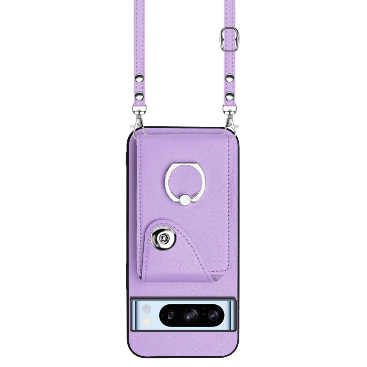 For Google Pixel 8 Pro Organ Card Bag Ring Holder Phone Case with Long Lanyard