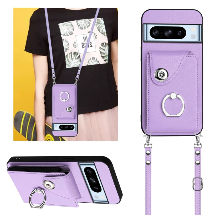 For Google Pixel 8 Pro Organ Card Bag Ring Holder Phone Case with Long Lanyard