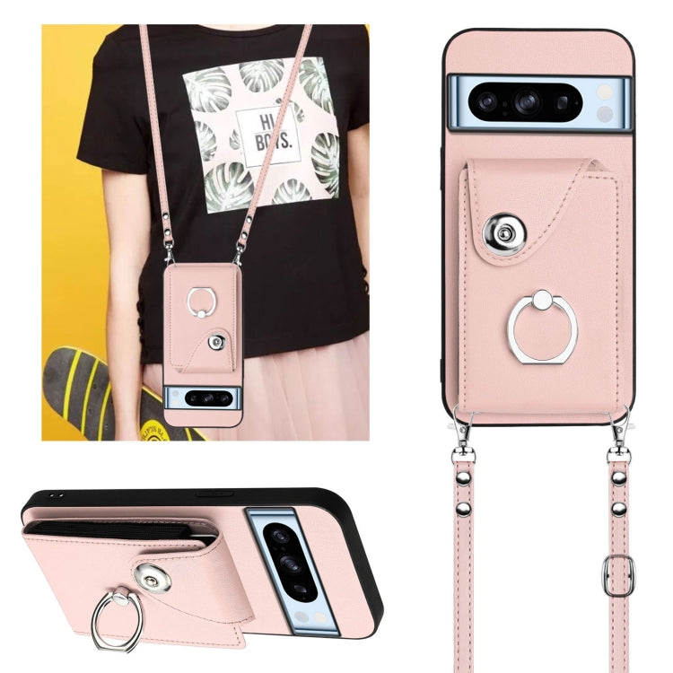 For Google Pixel 8 Pro Organ Card Bag Ring Holder Phone Case with Long Lanyard
