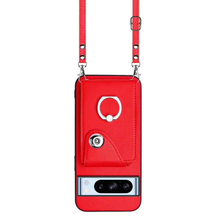 For Google Pixel 8 Pro Organ Card Bag Ring Holder Phone Case with Long Lanyard