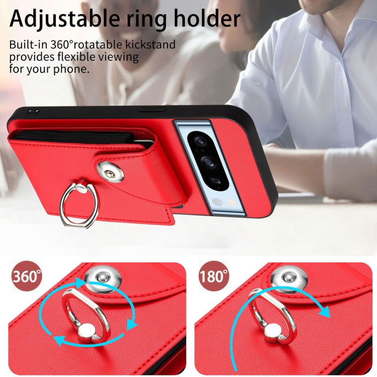 For Google Pixel 8 Pro Organ Card Bag Ring Holder Phone Case with Long Lanyard