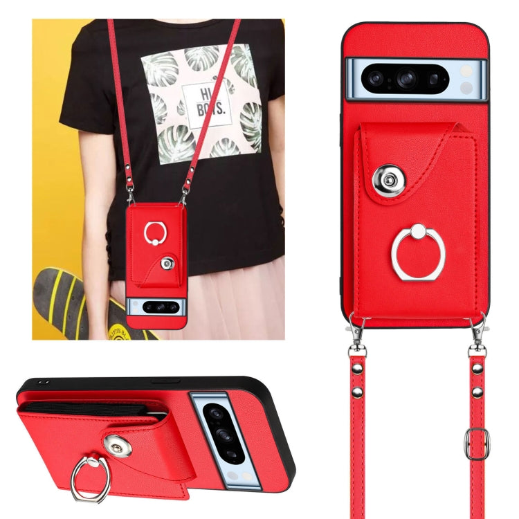 For Google Pixel 8 Pro Organ Card Bag Ring Holder Phone Case with Long Lanyard