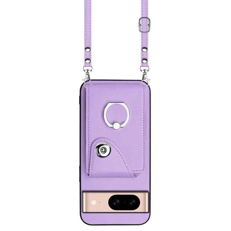 For Google Pixel 8a Organ Card Bag Ring Holder Phone Case with Long Lanyard