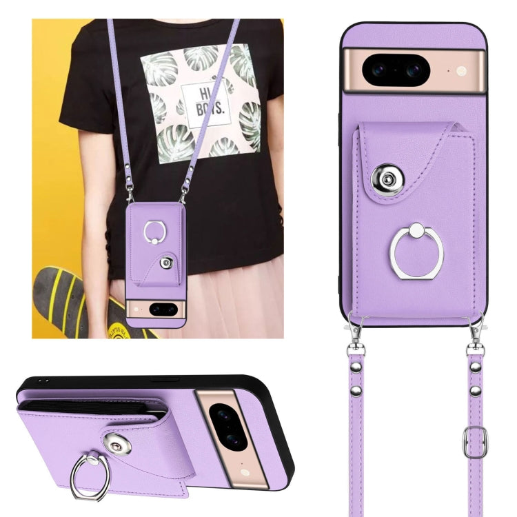 For Google Pixel 8a Organ Card Bag Ring Holder Phone Case with Long Lanyard