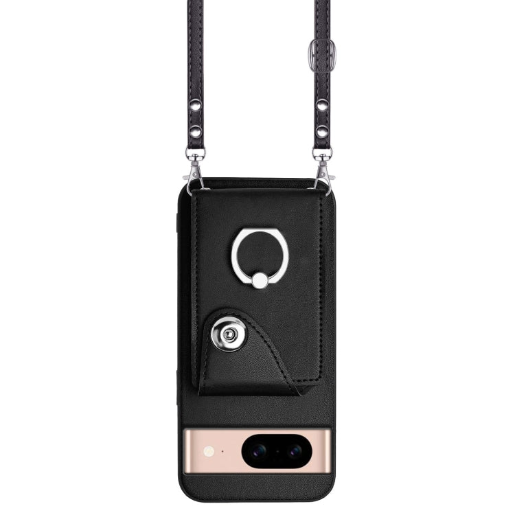 For Google Pixel 8a Organ Card Bag Ring Holder Phone Case with Long Lanyard