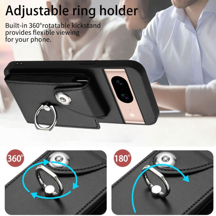 For Google Pixel 8a Organ Card Bag Ring Holder Phone Case with Long Lanyard