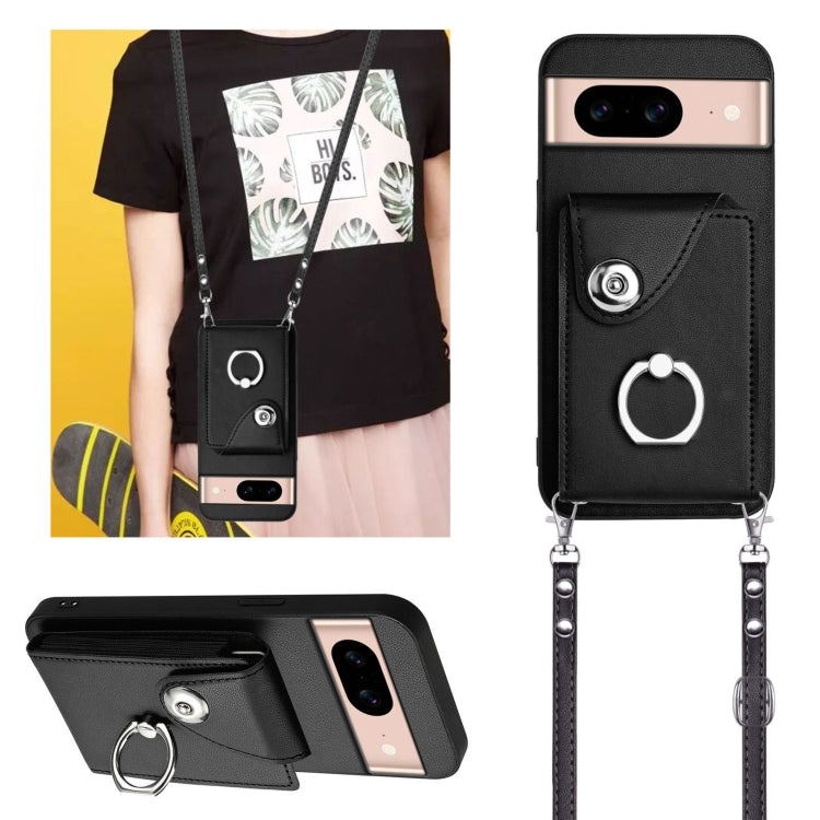 For Google Pixel 8a Organ Card Bag Ring Holder Phone Case with Long Lanyard