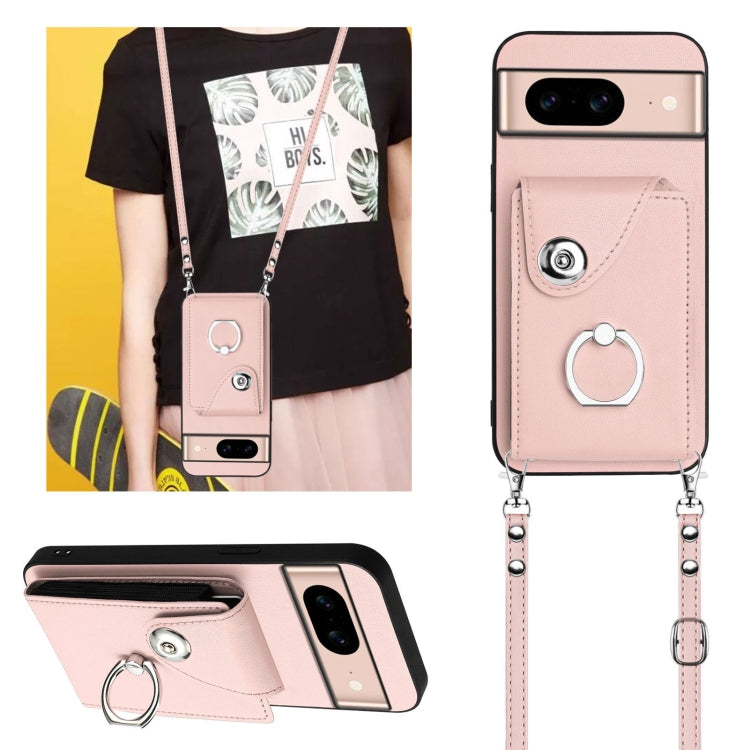 For Google Pixel 8a Organ Card Bag Ring Holder Phone Case with Long Lanyard