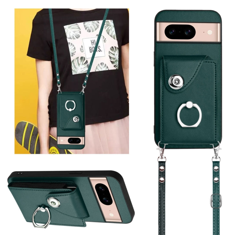 For Google Pixel 8a Organ Card Bag Ring Holder Phone Case with Long Lanyard