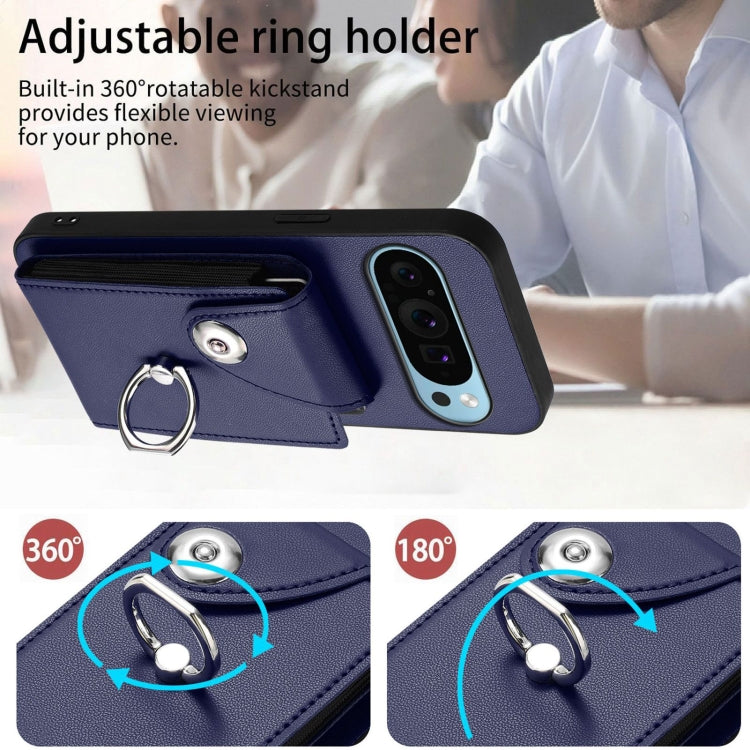 For Google Pixel 9 / 9 Pro Organ Card Bag Ring Holder Phone Case with Long Lanyard