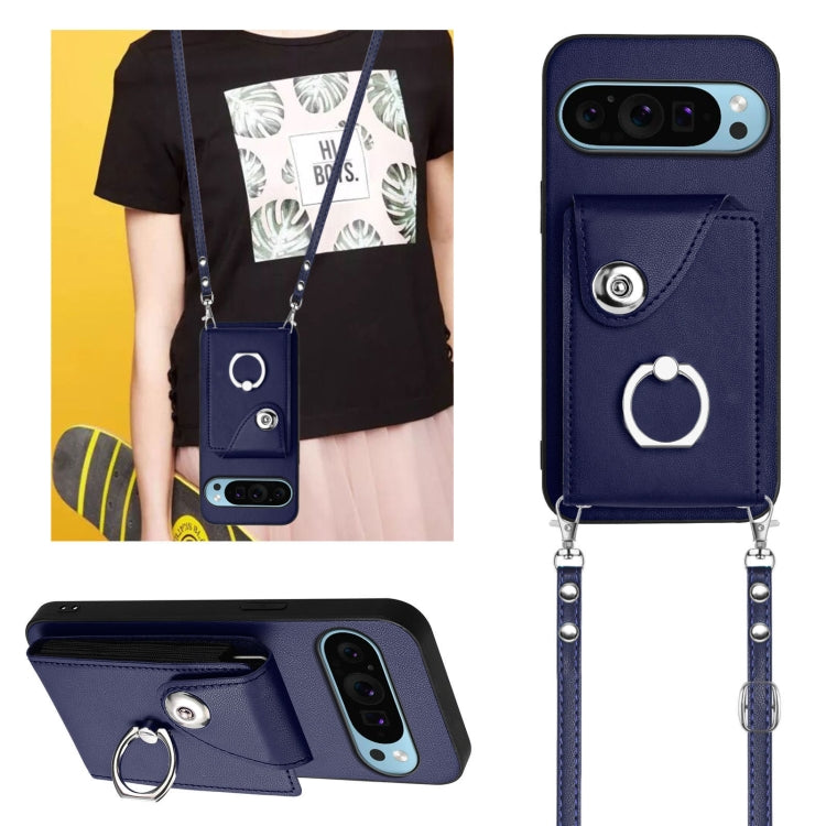 For Google Pixel 9 / 9 Pro Organ Card Bag Ring Holder Phone Case with Long Lanyard