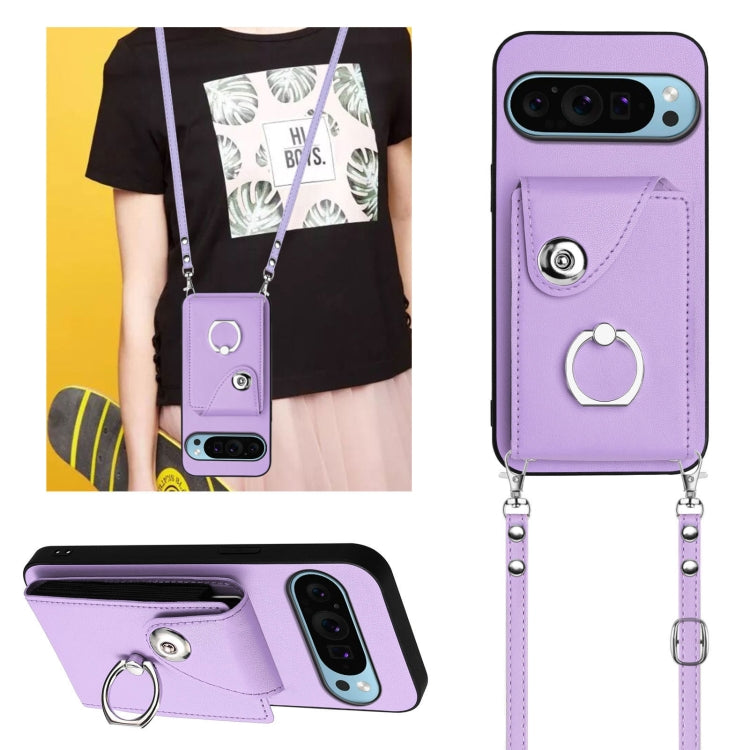 For Google Pixel 9 / 9 Pro Organ Card Bag Ring Holder Phone Case with Long Lanyard