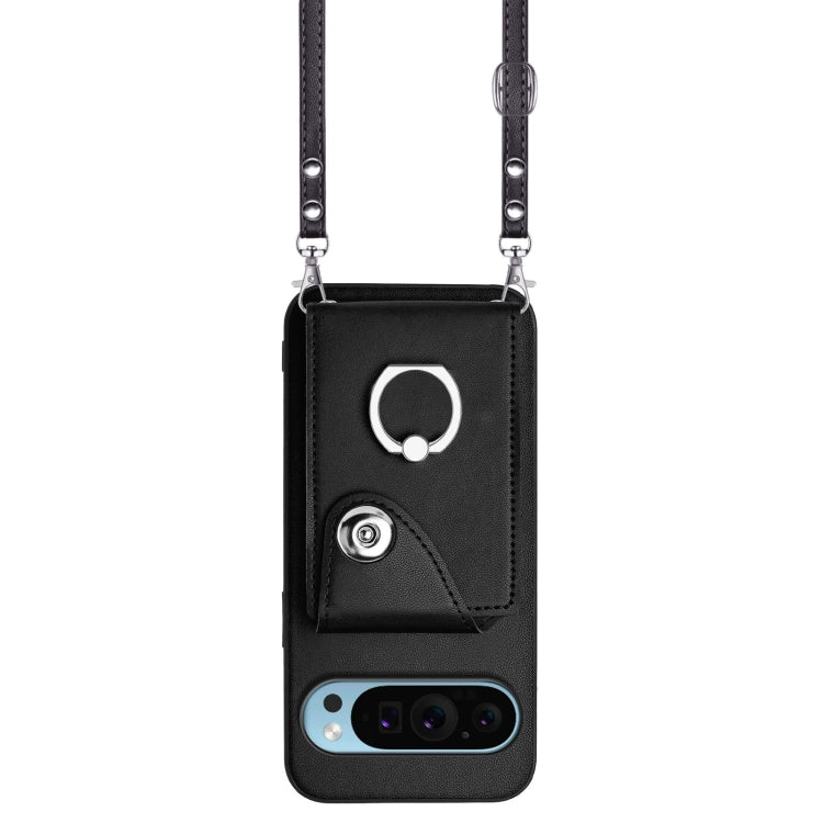 For Google Pixel 9 / 9 Pro Organ Card Bag Ring Holder Phone Case with Long Lanyard