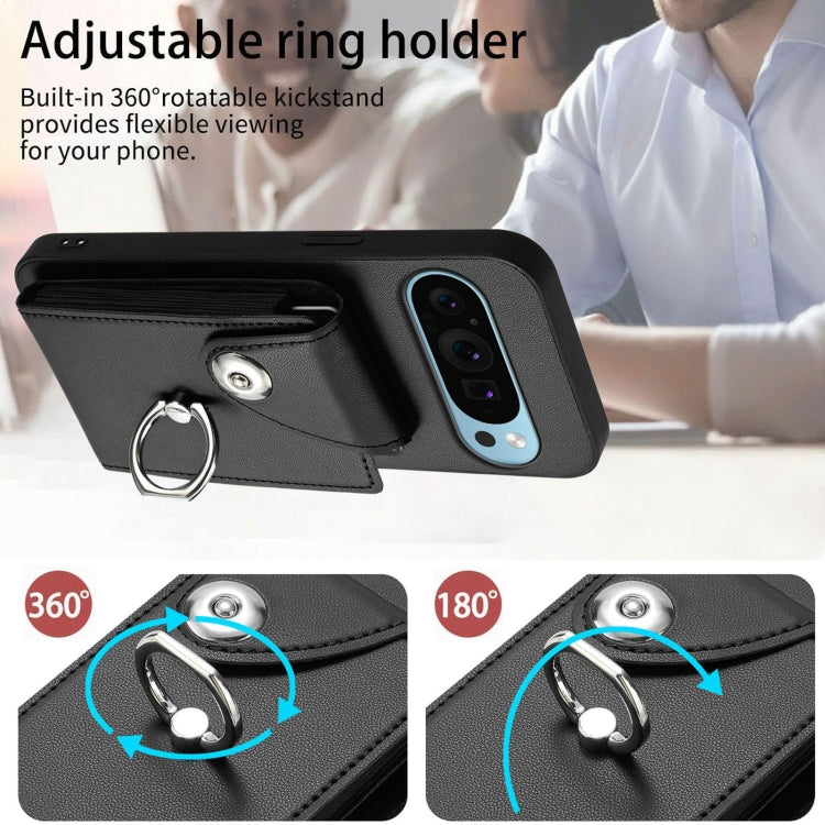 For Google Pixel 9 / 9 Pro Organ Card Bag Ring Holder Phone Case with Long Lanyard