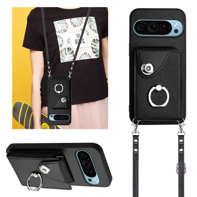 For Google Pixel 9 / 9 Pro Organ Card Bag Ring Holder Phone Case with Long Lanyard