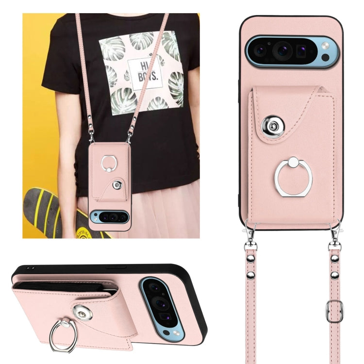 For Google Pixel 9 / 9 Pro Organ Card Bag Ring Holder Phone Case with Long Lanyard