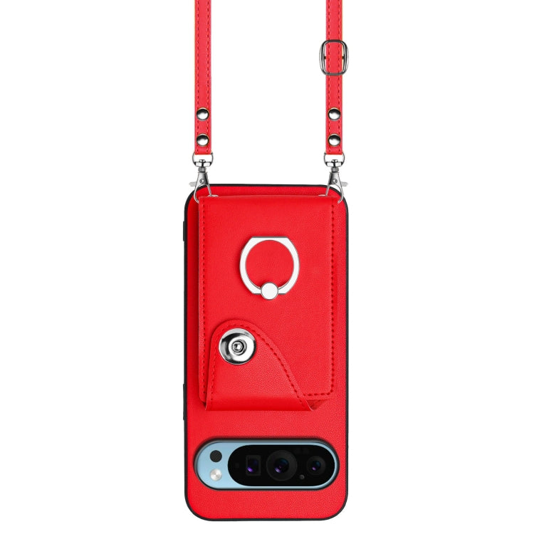 For Google Pixel 9 / 9 Pro Organ Card Bag Ring Holder Phone Case with Long Lanyard
