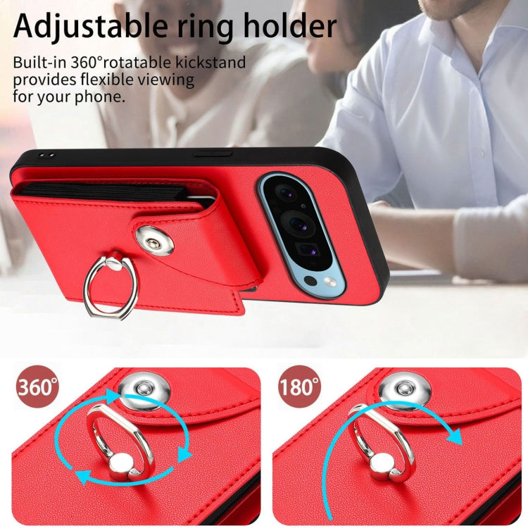 For Google Pixel 9 / 9 Pro Organ Card Bag Ring Holder Phone Case with Long Lanyard