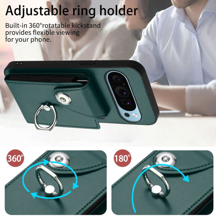 For Google Pixel 9 / 9 Pro Organ Card Bag Ring Holder Phone Case with Long Lanyard