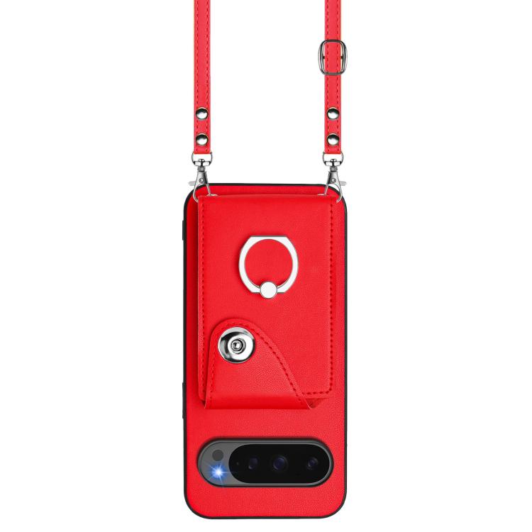 For Google Pixel 10 Pro XL Organ Card Bag Ring Holder Phone Case with Long Lanyard