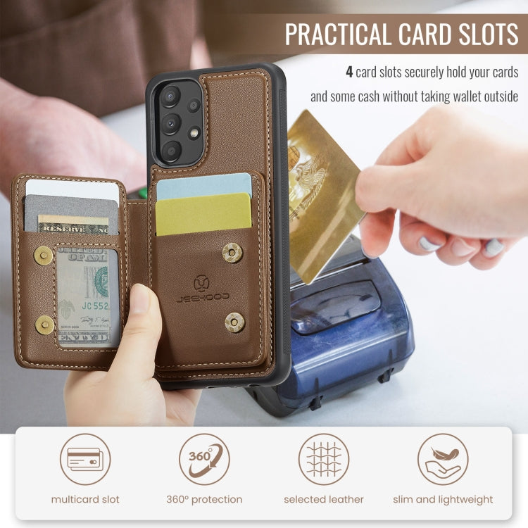 For Samsung Galaxy A13 4G JEEHOOD J05 Business Magnetic Style RFID Leather Phone Case