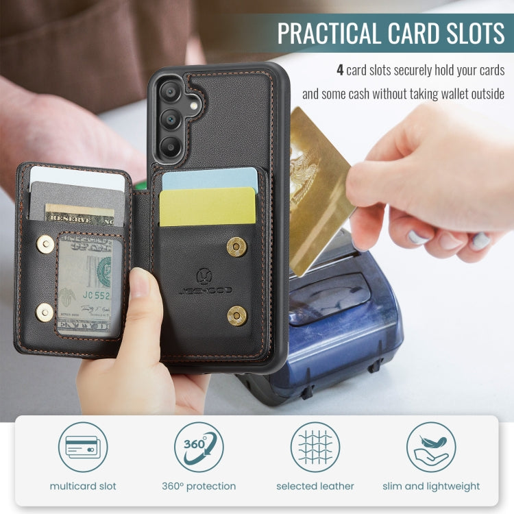 For Samsung Galaxy A15 JEEHOOD J05 Business Magnetic Style RFID Leather Phone Case
