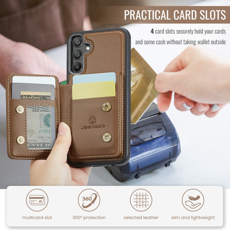 For Samsung Galaxy A15 JEEHOOD J05 Business Magnetic Style RFID Leather Phone Case
