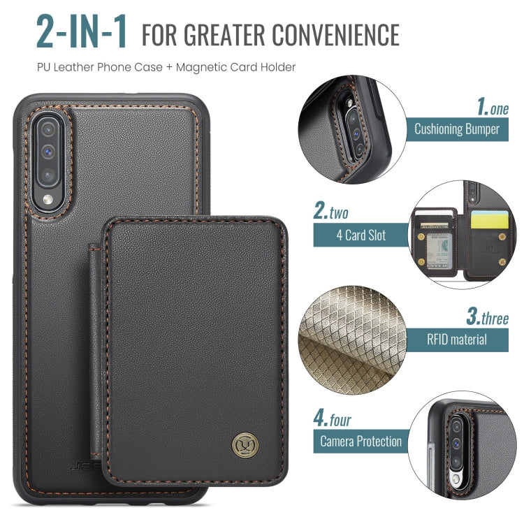 For Samsung Galaxy A50 JEEHOOD J05 Business Magnetic Style RFID Leather Phone Case