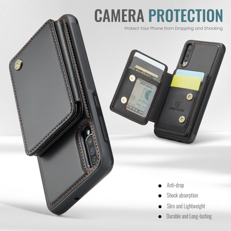 For Samsung Galaxy A50 JEEHOOD J05 Business Magnetic Style RFID Leather Phone Case
