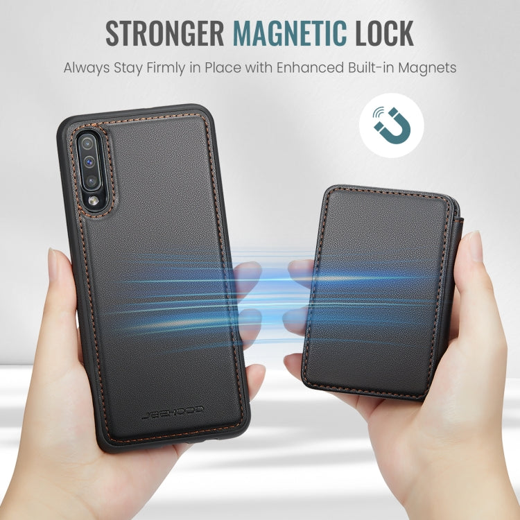 For Samsung Galaxy A50 JEEHOOD J05 Business Magnetic Style RFID Leather Phone Case