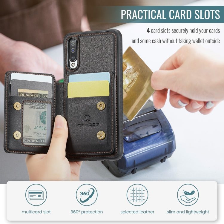 For Samsung Galaxy A50 JEEHOOD J05 Business Magnetic Style RFID Leather Phone Case