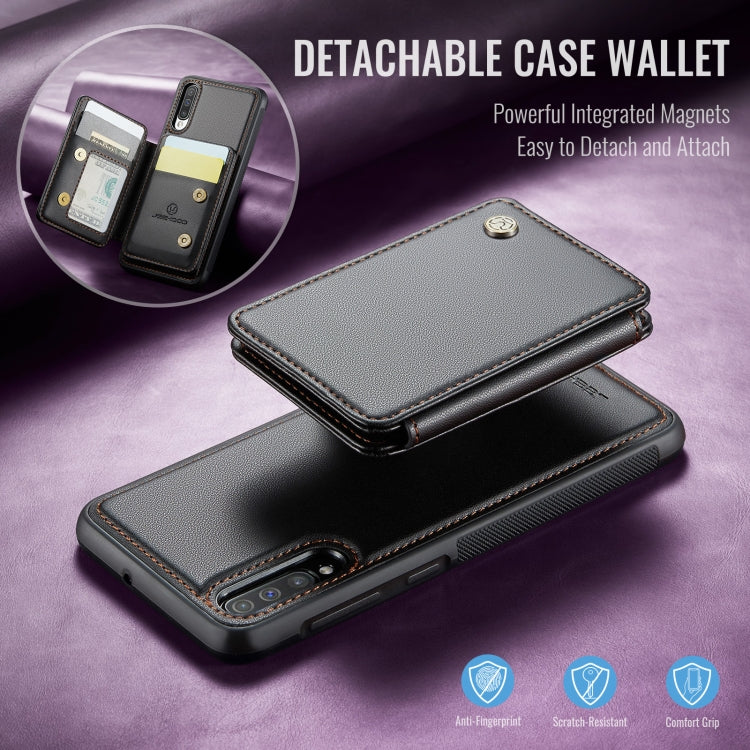 For Samsung Galaxy A50 JEEHOOD J05 Business Magnetic Style RFID Leather Phone Case