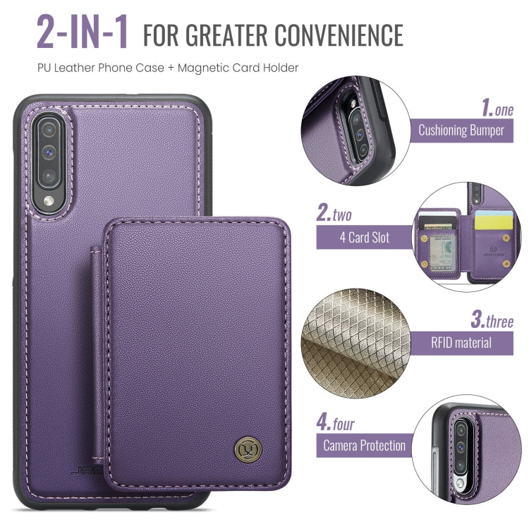 For Samsung Galaxy A50 JEEHOOD J05 Business Magnetic Style RFID Leather Phone Case