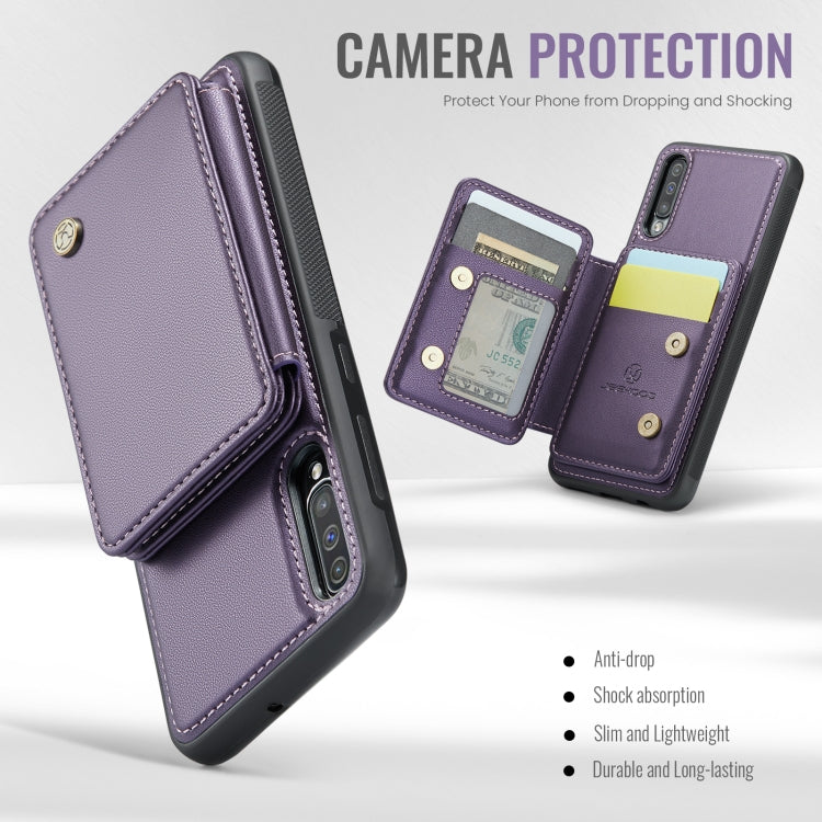 For Samsung Galaxy A50 JEEHOOD J05 Business Magnetic Style RFID Leather Phone Case