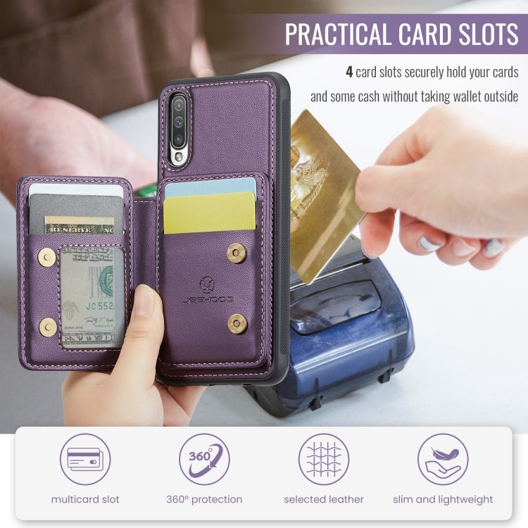 For Samsung Galaxy A50 JEEHOOD J05 Business Magnetic Style RFID Leather Phone Case