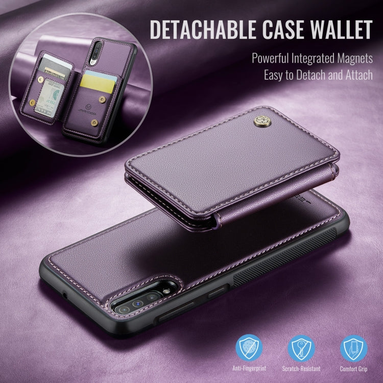 For Samsung Galaxy A50 JEEHOOD J05 Business Magnetic Style RFID Leather Phone Case
