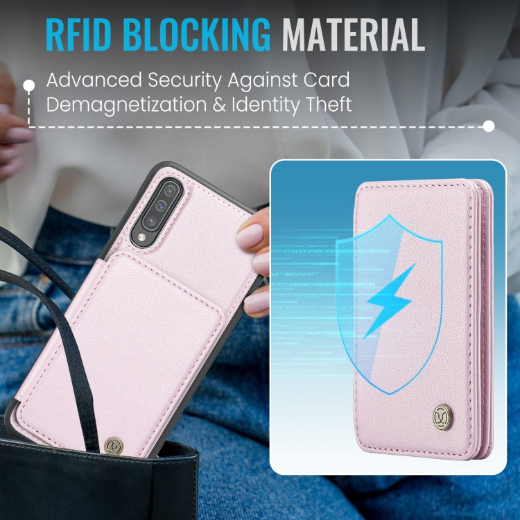 For Samsung Galaxy A50 JEEHOOD J05 Business Magnetic Style RFID Leather Phone Case