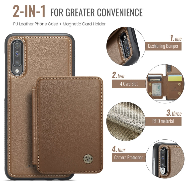 For Samsung Galaxy A50 JEEHOOD J05 Business Magnetic Style RFID Leather Phone Case