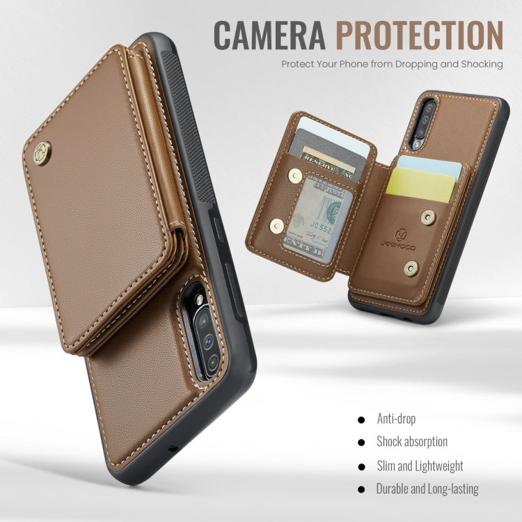 For Samsung Galaxy A50 JEEHOOD J05 Business Magnetic Style RFID Leather Phone Case