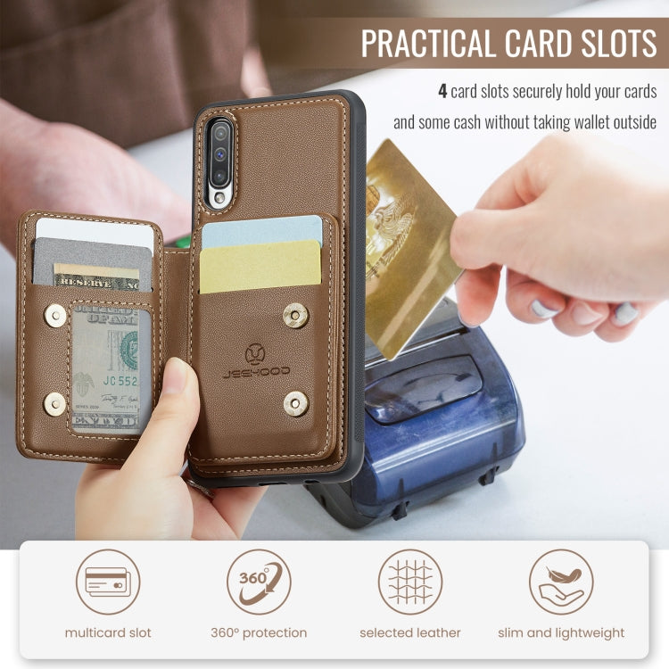 For Samsung Galaxy A50 JEEHOOD J05 Business Magnetic Style RFID Leather Phone Case
