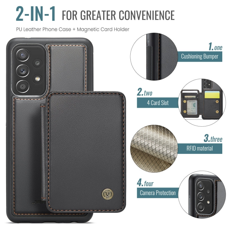 For Samsung Galaxy A52s 5G JEEHOOD J05 Business Magnetic Style RFID Leather Phone Case