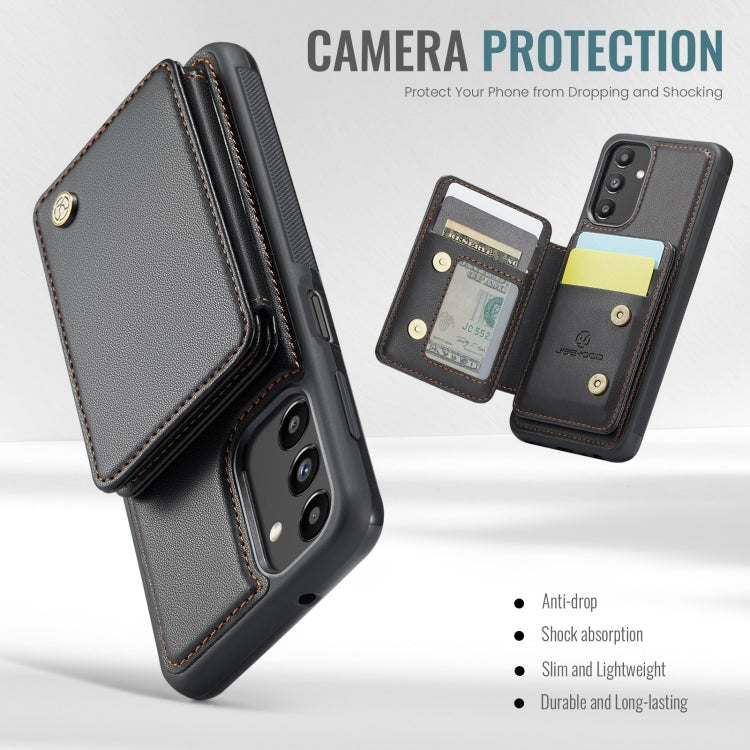 For Samsung Galaxy A13 5G JEEHOOD J05 Business Magnetic Style RFID Leather Phone Case
