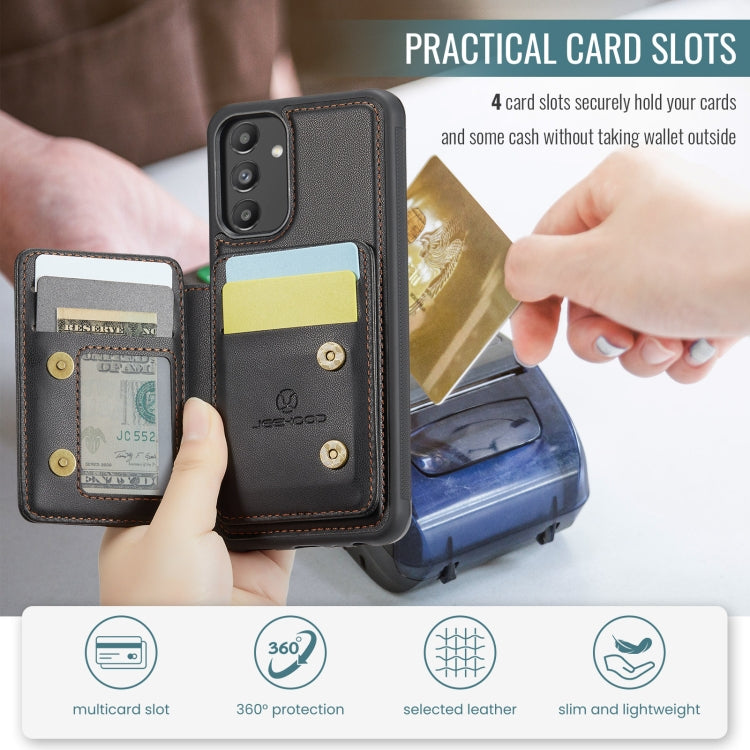 For Samsung Galaxy A13 5G JEEHOOD J05 Business Magnetic Style RFID Leather Phone Case